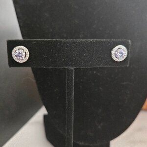 Moissanite Light Purple Sterling Silver Earrings